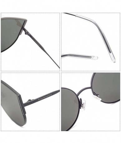 Round Polarized Sunglasses Men Women Geometric Round Oversized Vintage Metal Frame Retro Shade Glasses- UV400 - Coffee - CA18...