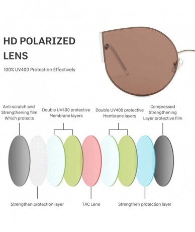 Round Polarized Sunglasses Men Women Geometric Round Oversized Vintage Metal Frame Retro Shade Glasses- UV400 - Coffee - CA18...