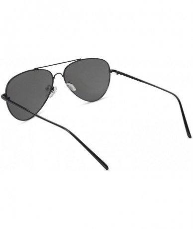 Oversized Women's Aviator Sunglasses - Black Frame/Silver Lens - C918DCKWKUN $22.51