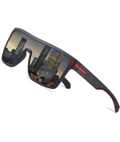 Square Men Polarized Oversized Sunglasses Flexible Frame Square Male Sun Glasses For Driving Goggle - C2black Gray - CS199QCT...