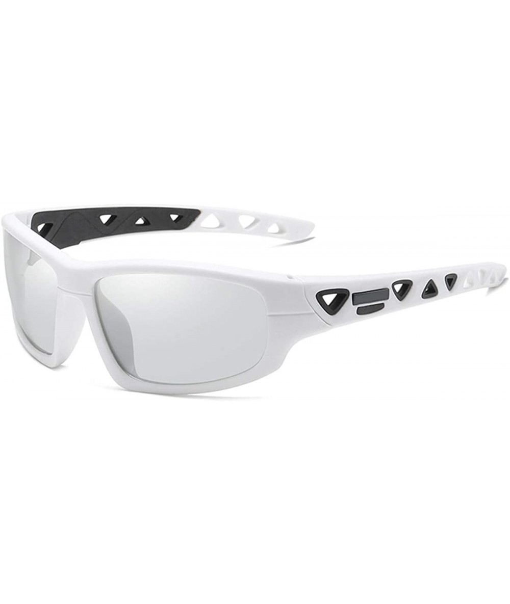 Rimless Mens Polarized Photochromic Sports Sunglasses Cycling Sun Glasses Eyewear - White Black 1 - C118YM4SZCQ $23.16
