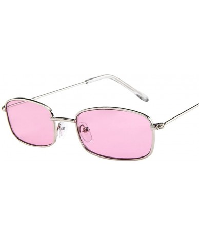 Oval Vintage Glasses Women Man Square Shades Small Rectangular Frame Sunglasses - H - CO1945CCCHX $16.64