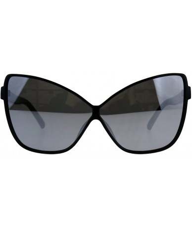 Butterfly Womens Oversized Sunglasses Square Cateye Butterfly Frame Mirror Lens - Black (Silver Mirror) - CI18DCT7AM0 $8.13