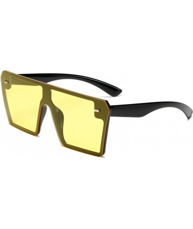 Oversized Classic Fashion Square Oversized Sunglasses for Women Men - Yellow - CT18XK0CU34 $7.70