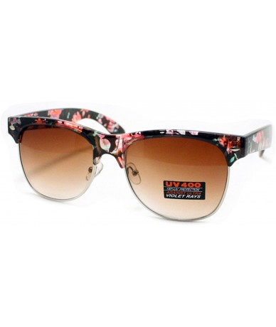 Wayfarer Flower Floral Print Sunglasses Womens Fashion Square Keyhole Frame - Dark Flower Print - CQ18609C59X $9.67