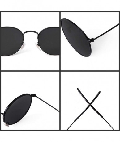 Round Retro Round Sunglasses Women Men Vintage Metal Frame Color Lens - Black Frame Grey Lens - CI198RC5C38 $25.18