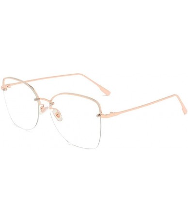 Square 2019 new rivet fashion half frame trend unisex brand designer sunglasses UV400 - Rose Gold - CR18AWNHMES $11.80