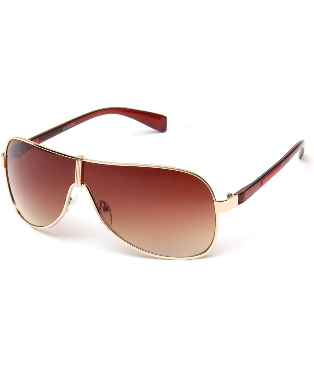 Shield Shield Fashion Slim Temple Sunglasses - Gold/Red - CG119VZZLKV $12.16