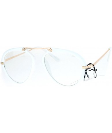 Aviator Clear Lens Aviator Glasses Unique Metal Top Bridge Fashion Eyeglasses - White - CV186KZHA4A $23.65