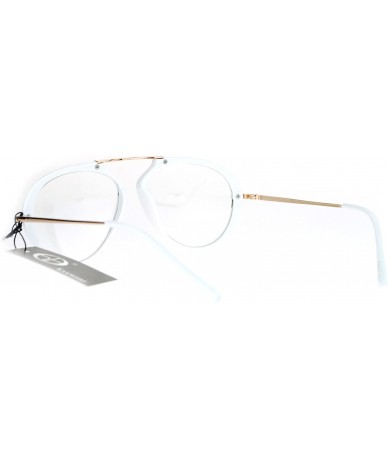 Aviator Clear Lens Aviator Glasses Unique Metal Top Bridge Fashion Eyeglasses - White - CV186KZHA4A $28.76