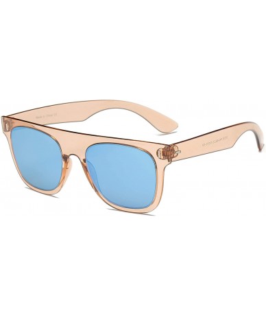 Goggle Women Flat Top square Fashion Sunglasses - Blue - CE18WU6RC8W $14.99