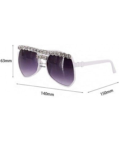 Oversized Sparkling Crystal Round Sunglasses UV Protection Rhinestone Sunglasses - White02526 - CZ196WXNTGU $31.61