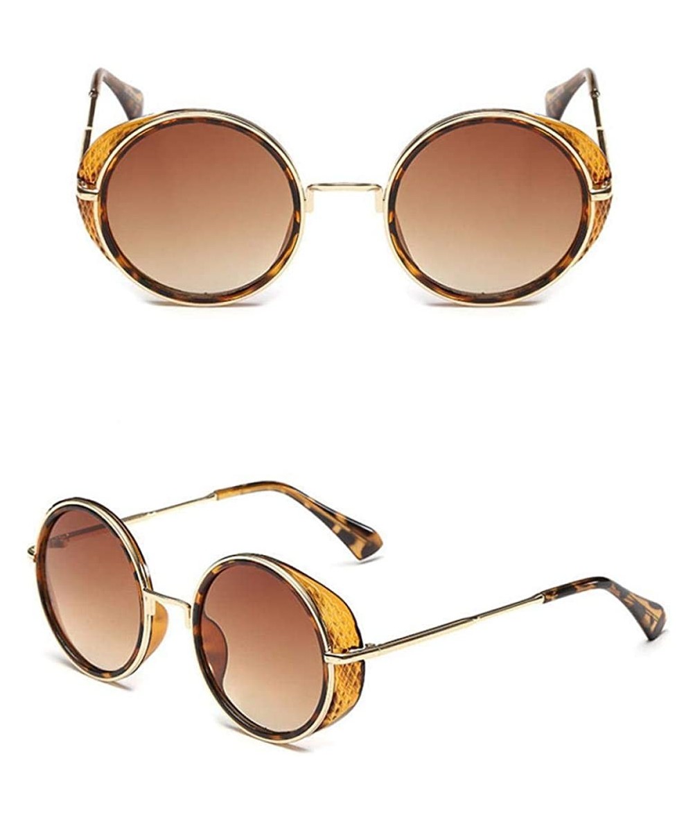 Oversized 2019 New Steampunk Sunglasses Women Brand Designer Oversized Outdoor Black Gray - Leopard Tea - CO18Y3NCDKM $8.07