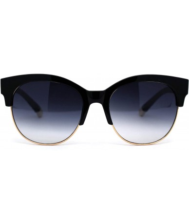 Wayfarer Womens Designer Luxury Half Horn Rim Diva Sunglasses - Black Smoke - CH12HVJZZE5 $11.88