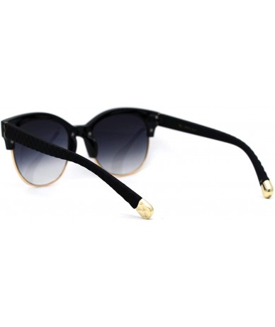 Wayfarer Womens Designer Luxury Half Horn Rim Diva Sunglasses - Black Smoke - CH12HVJZZE5 $11.88