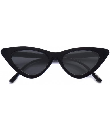 Goggle Retro Narrow Vintage Cat Eye Sunglasses for Women Clout Goggles Plastic Frame - Black - C718AEEX5YT $21.69