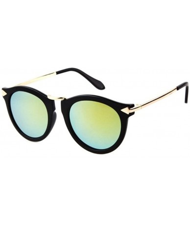 Semi-rimless Women Retro Round Coating Sunglasses Vintage Glasses Metal Arrow Sunglass - Golden - C6182S0E5KE $7.35